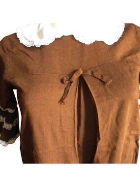 6 Girls True Vintage Dress 1970's UNION MADE RAYON ACETATE VERUCA SALT BROWN MOD